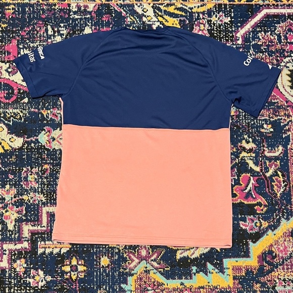 BABOLAT Men's Play Crew Tee Quick-Drying 100% Polyester Navy/Coral SIZE Large - Picture 2 of 2